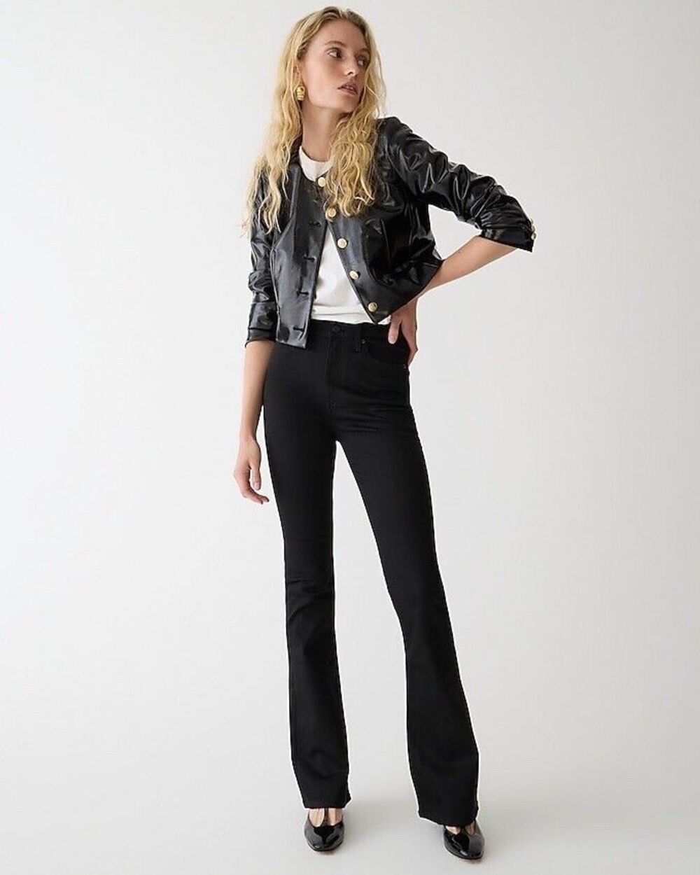 J.Crew Skinny flare jean in black High rise NWT Size 31
